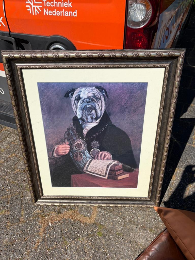 Groot schilderij van bulldog, Antiek en Kunst, Ophalen of Verzenden