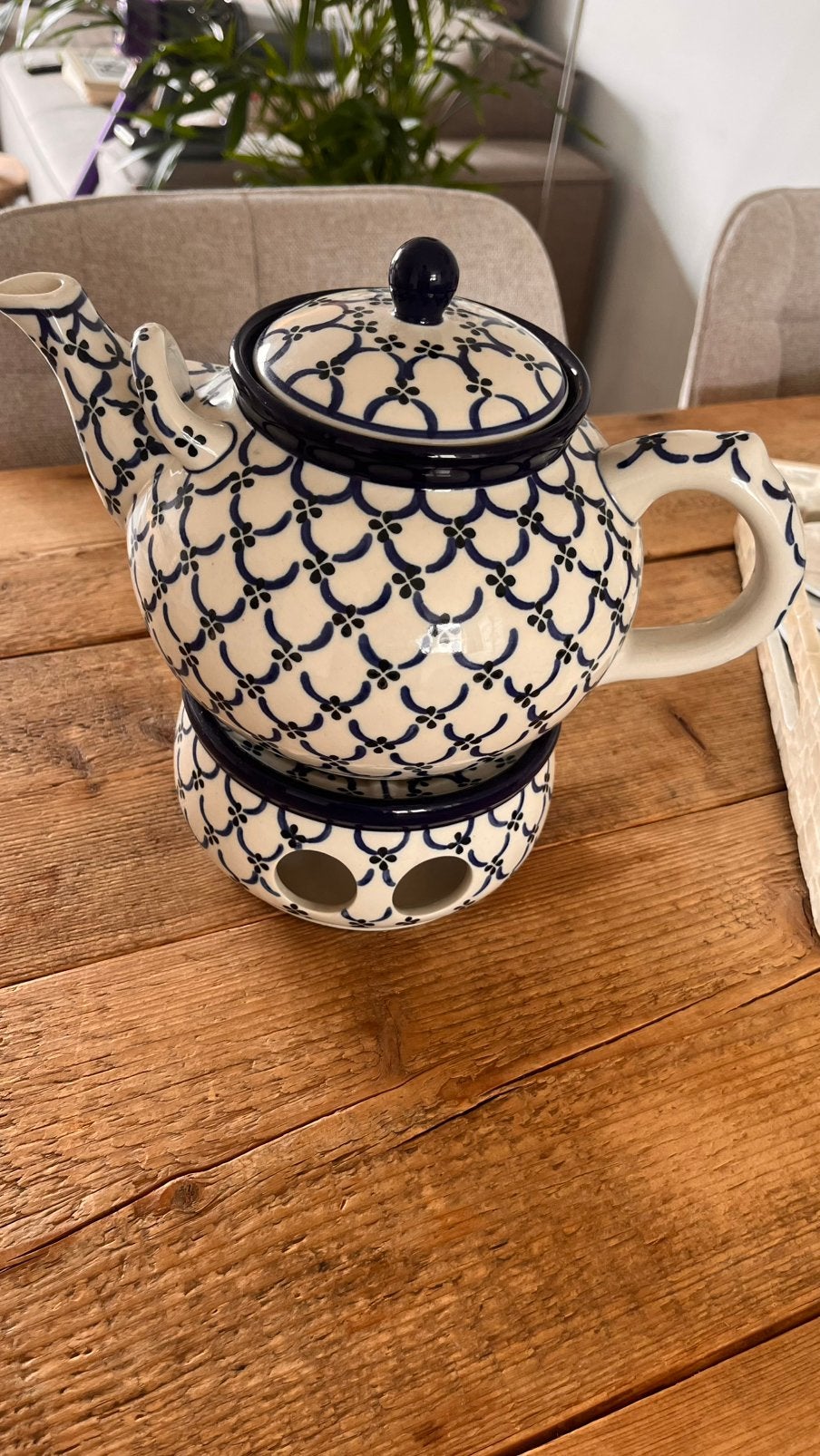 Bunzlau Guirlande Theepot met lichtje, Keramiek, Overige typen, Ophalen of Verzenden, Zo goed als nieuw