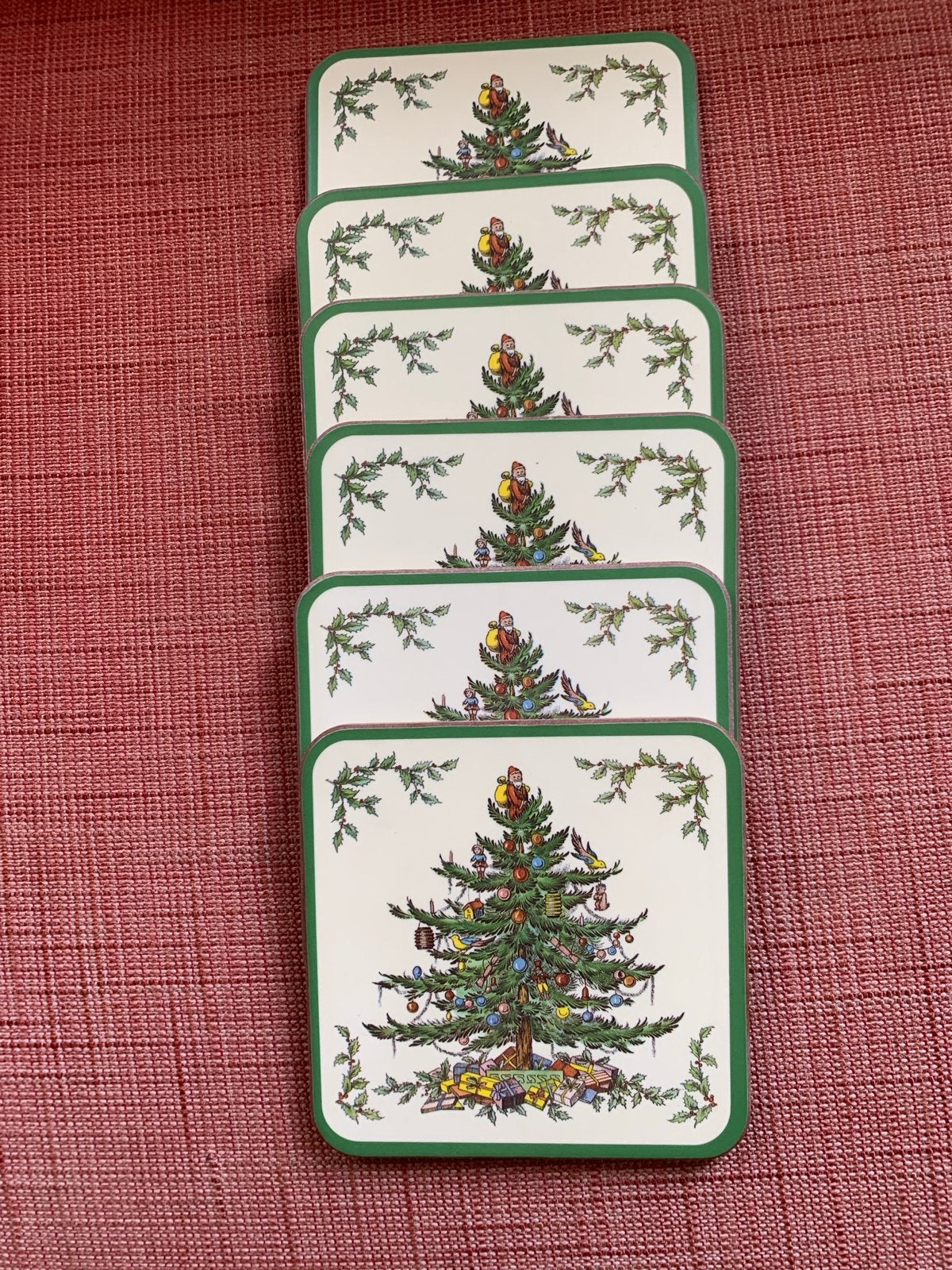 Spode Kerstboom onderzetters set van 6 -nieuw, Huis en Inrichting, Woonaccessoires | Onderzetters, Kurk, Glasonderzetter, Ophalen of Verzenden
