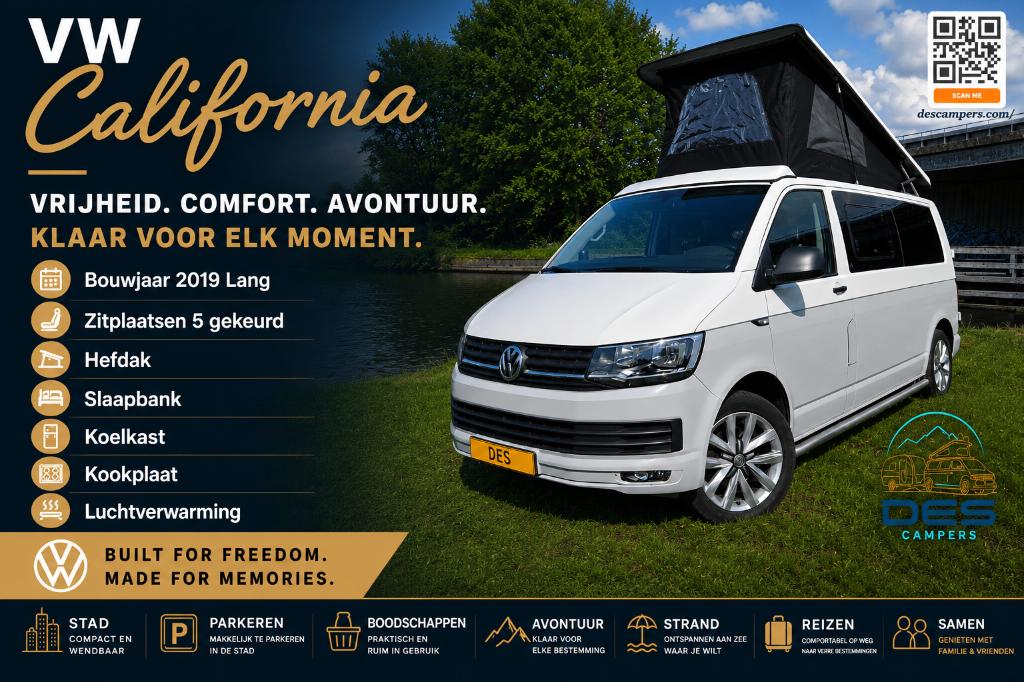 ⚡⚡Transporter T6 Camper L2 Lang|5-persoons | Niuwe inbouw, Volkswagen, Particulier, Koelkast, 5 tot 6 meter