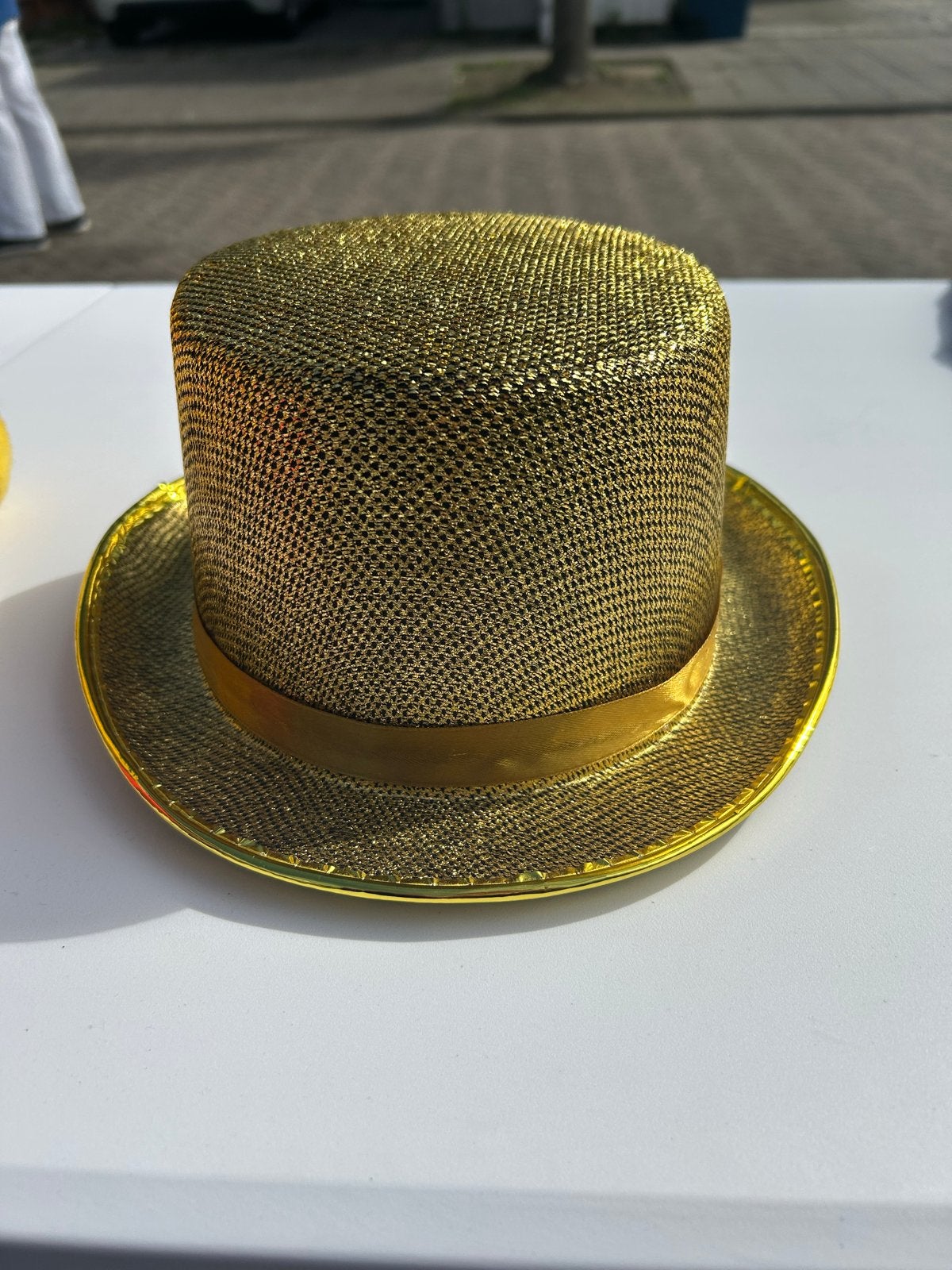 Gouden Glitter Hoge Hoed - Showtime Top Hat, Ophalen of Verzenden, Nieuw, Hoed of Pruik, Carnaval