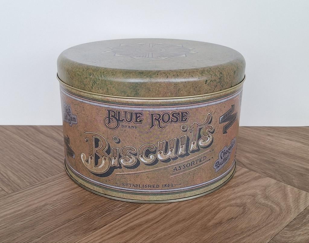 Retro koekblik koektrommel 22x14, Ophalen of Verzenden, Zo goed als nieuw, Koek(jes), Overige merken