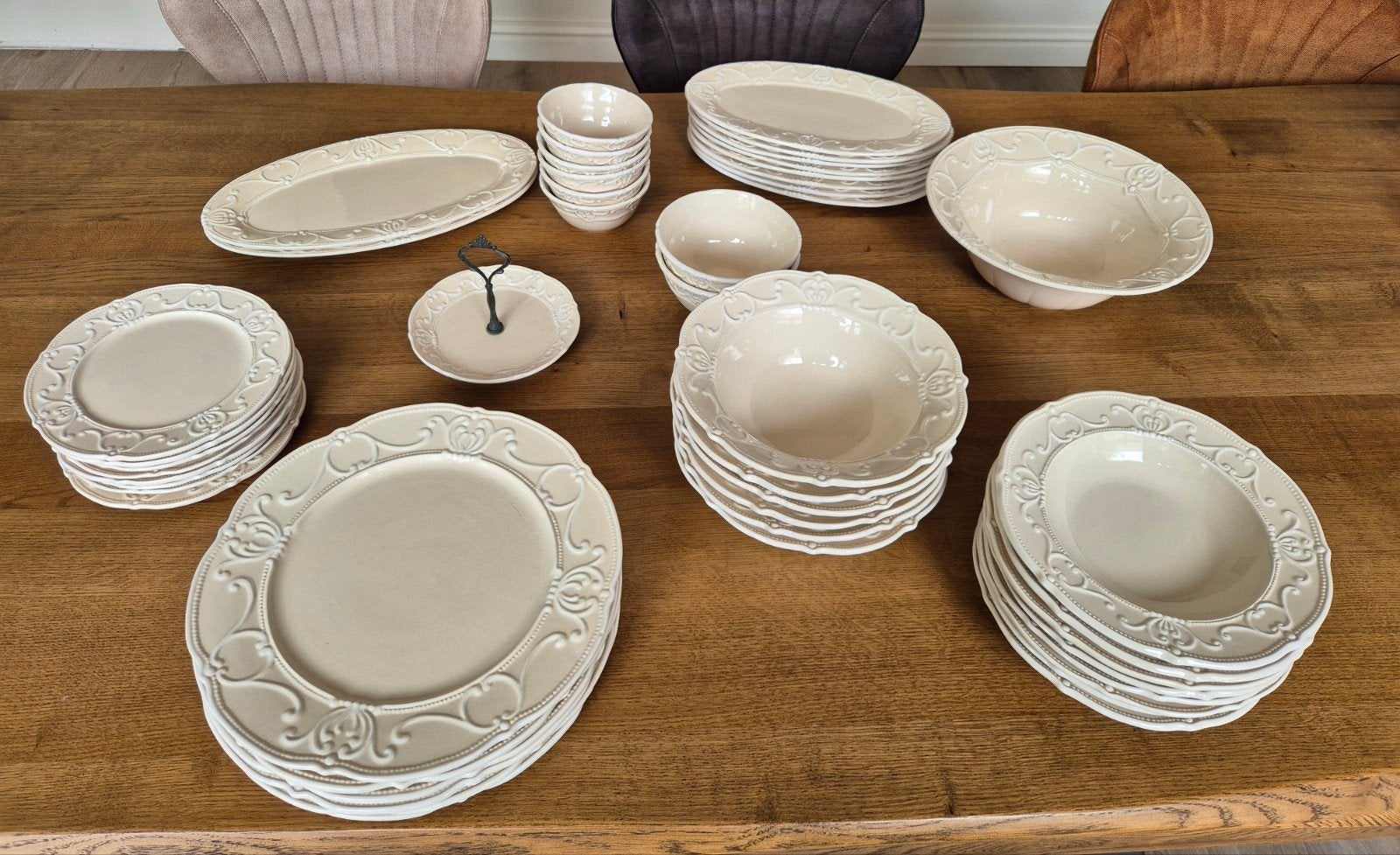 Countryfield landelijk servies 48 delig crème, Ophalen, Zo goed als nieuw, Bord(en), Overige stijlen