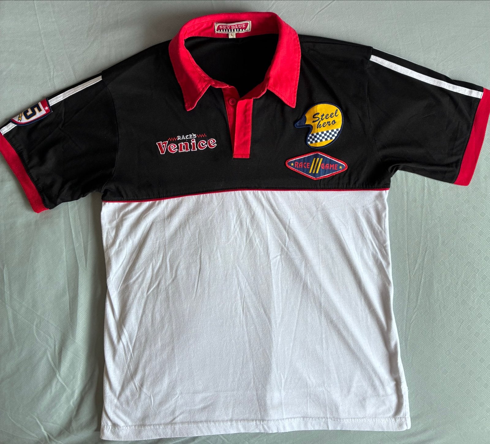 Zwart-wit-rood Poloshirt L - Auto/Motorsport Fan, Ophalen of Verzenden, Zo goed als nieuw
