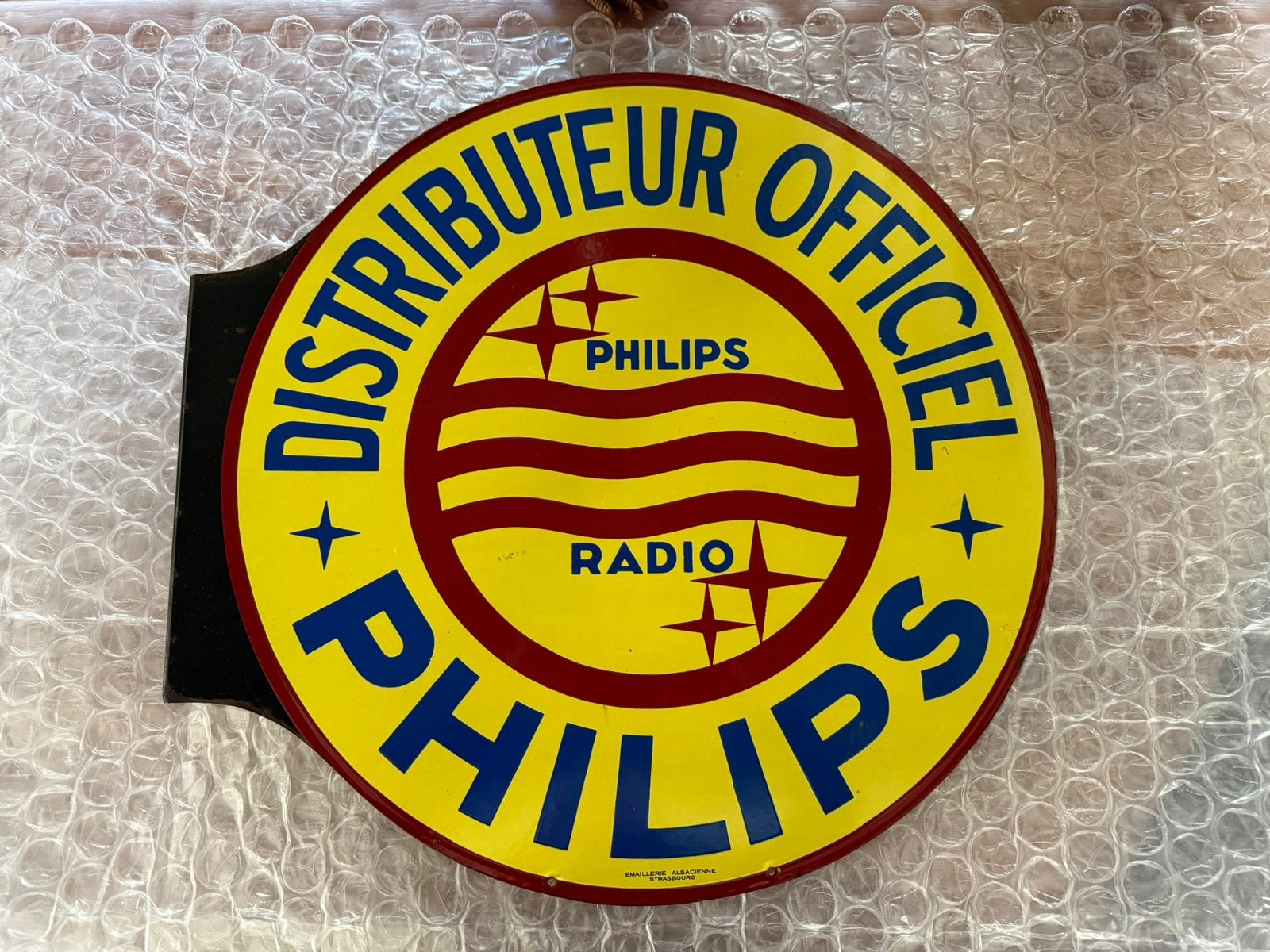 Dubbelzijdig Emaille PHILIPS Reclamebord, Ophalen, Zo goed als nieuw, Reclamebord