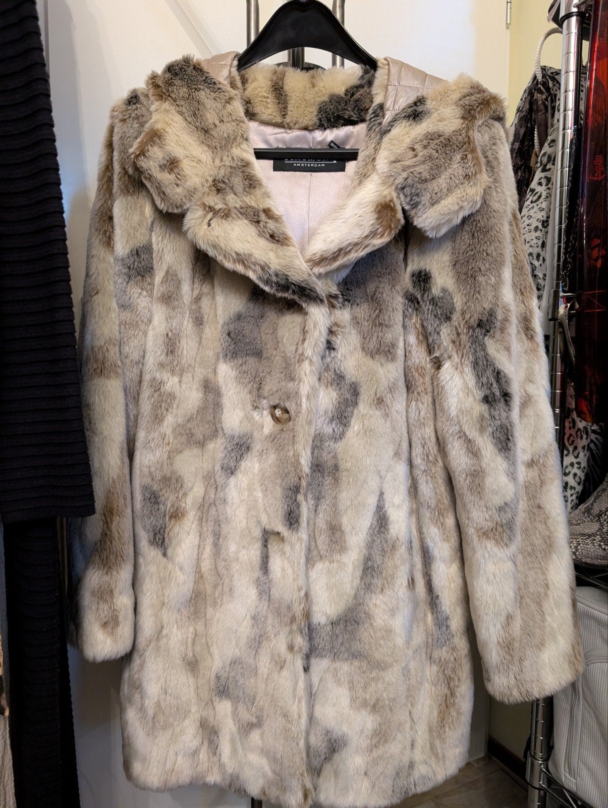 Beaumont Amsterdam Faux Fur Jas met Capuchon - Maat L, Meerkleurig, Maat 42/44 (L), Ophalen of Verzenden, Zo goed als nieuw