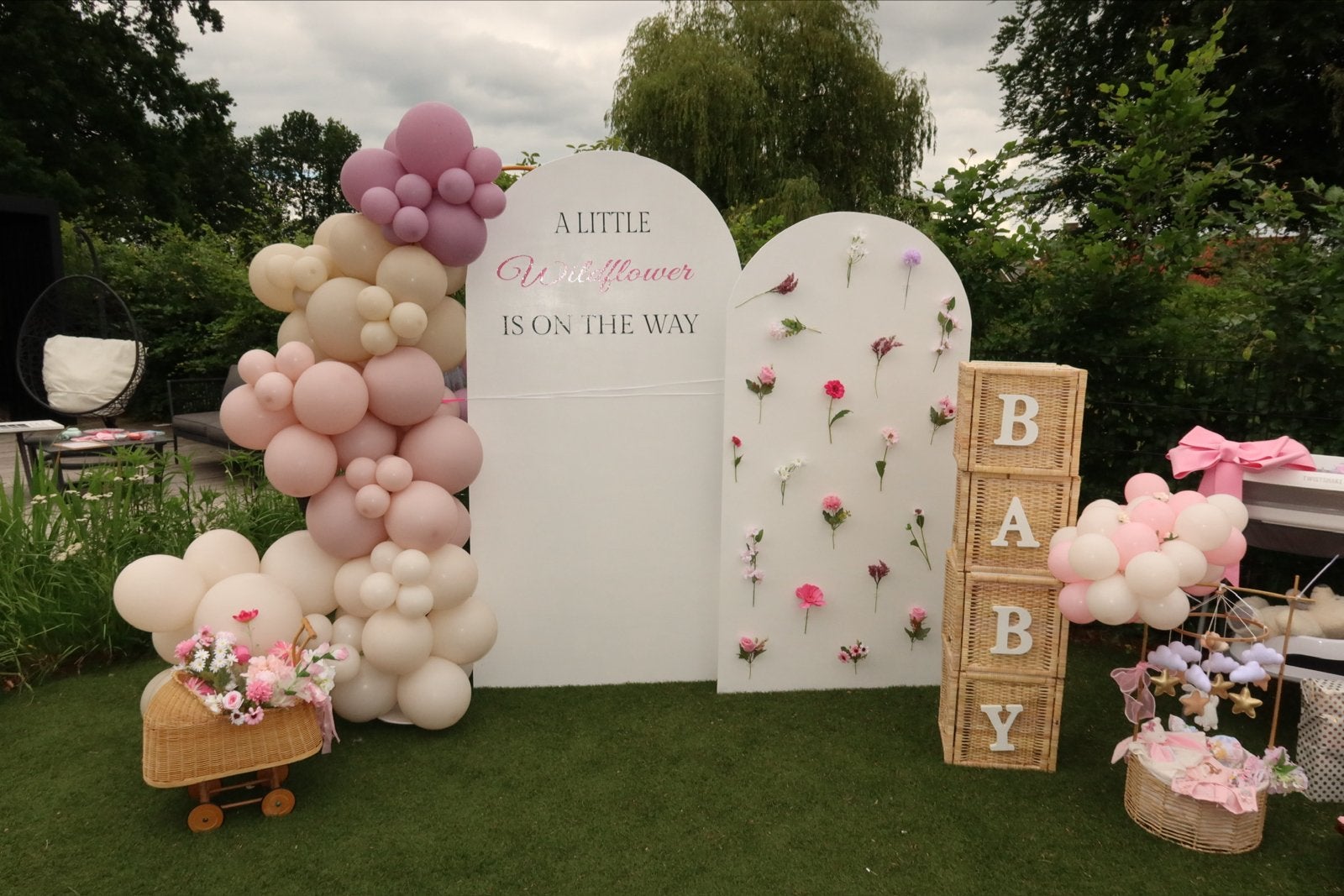 Baby Shower setting te huur, Ophalen, Zo goed als nieuw, Versiering, Geboorte of Huwelijk
