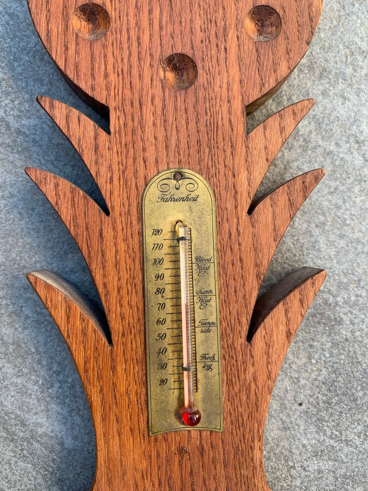 Vintage Houten Weerstation met Barometer en Thermometer, Ophalen, Gebruikt, Weerstation