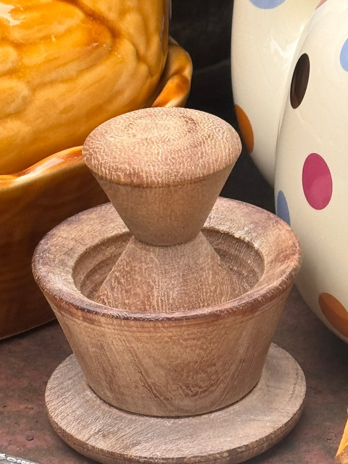 Kleine houten vijzel uit Engeland, Ophalen of Verzenden