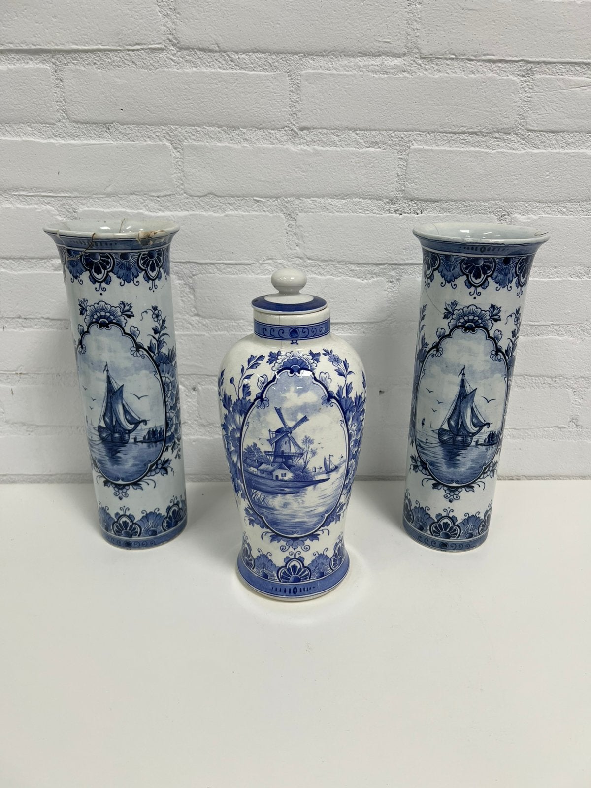 Te Koop : Delfts Blauw Kaststel Vazen Vaas Holland, Ophalen of Verzenden