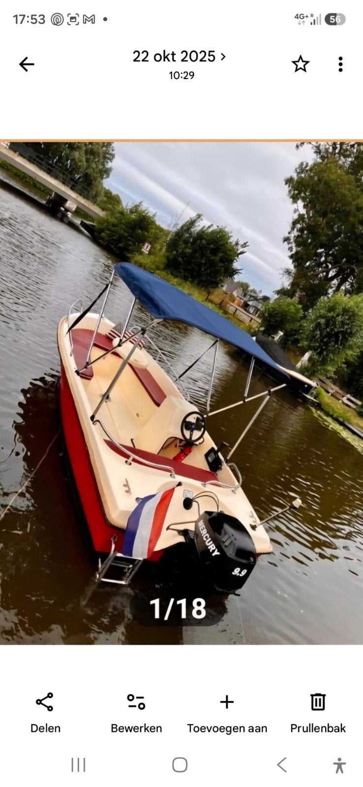 Rhea 460 rood/wit, Watersport en Boten, Sloepen, Ophalen