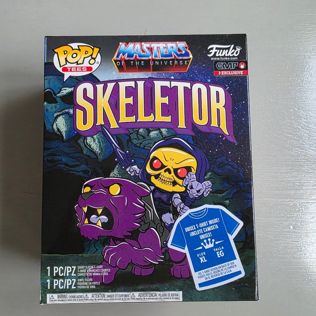 Funko Skeletor uit Masters of the Universe (MOTU) + t-shirt, Ophalen of Verzenden, Nieuw
