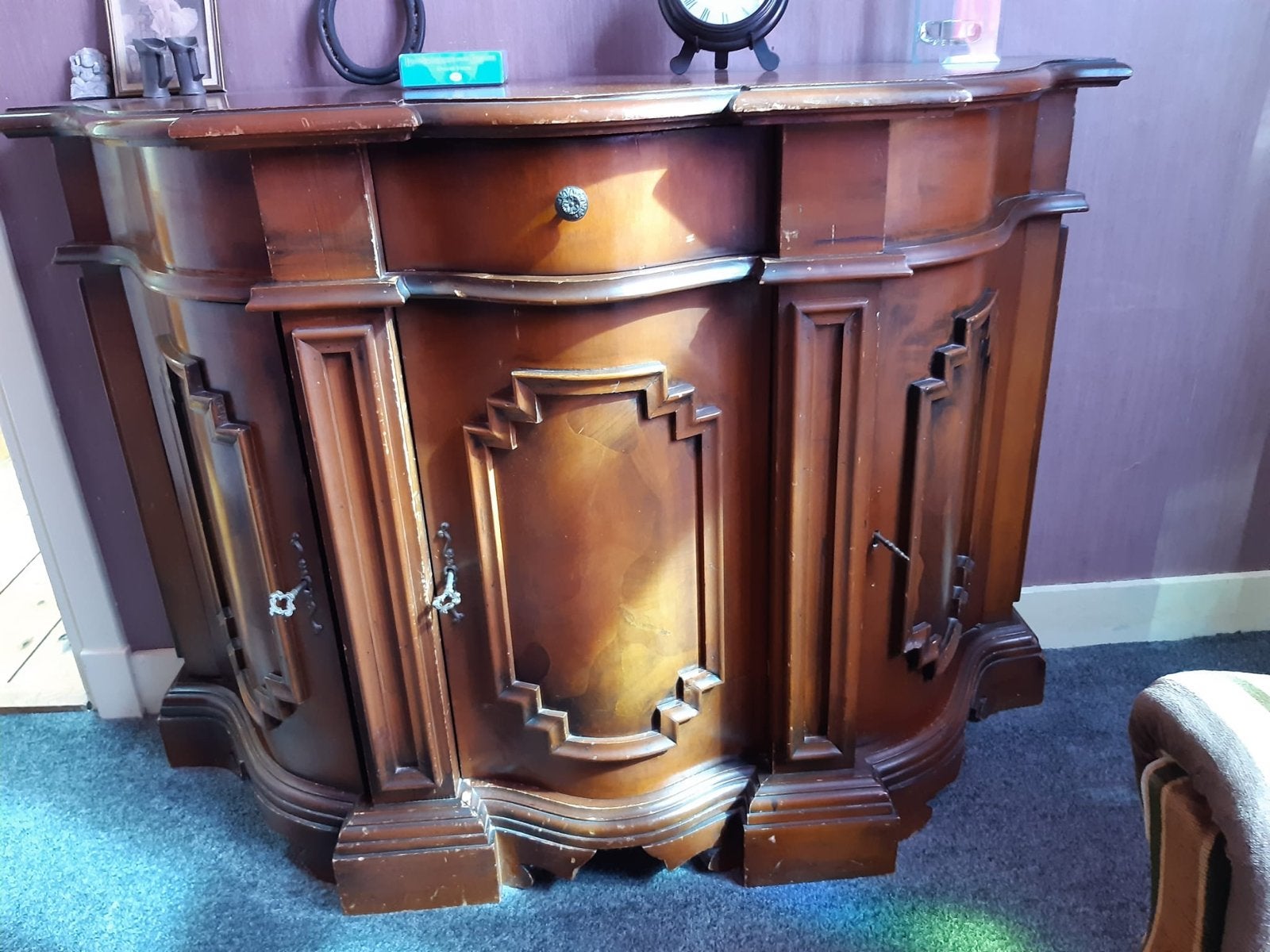 Antiek houten dressoir met lade en kasten, Antiek en Kunst, Ophalen