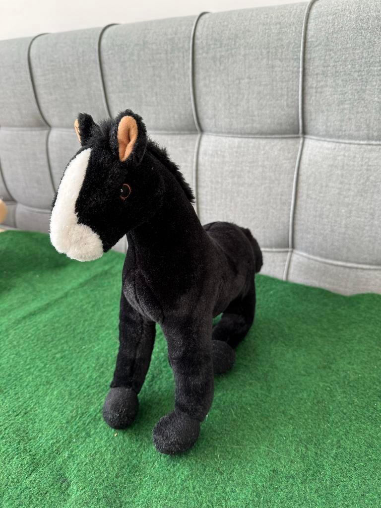 Zwart pluche knuffel paard, Ophalen of Verzenden, Zo goed als nieuw, Paard