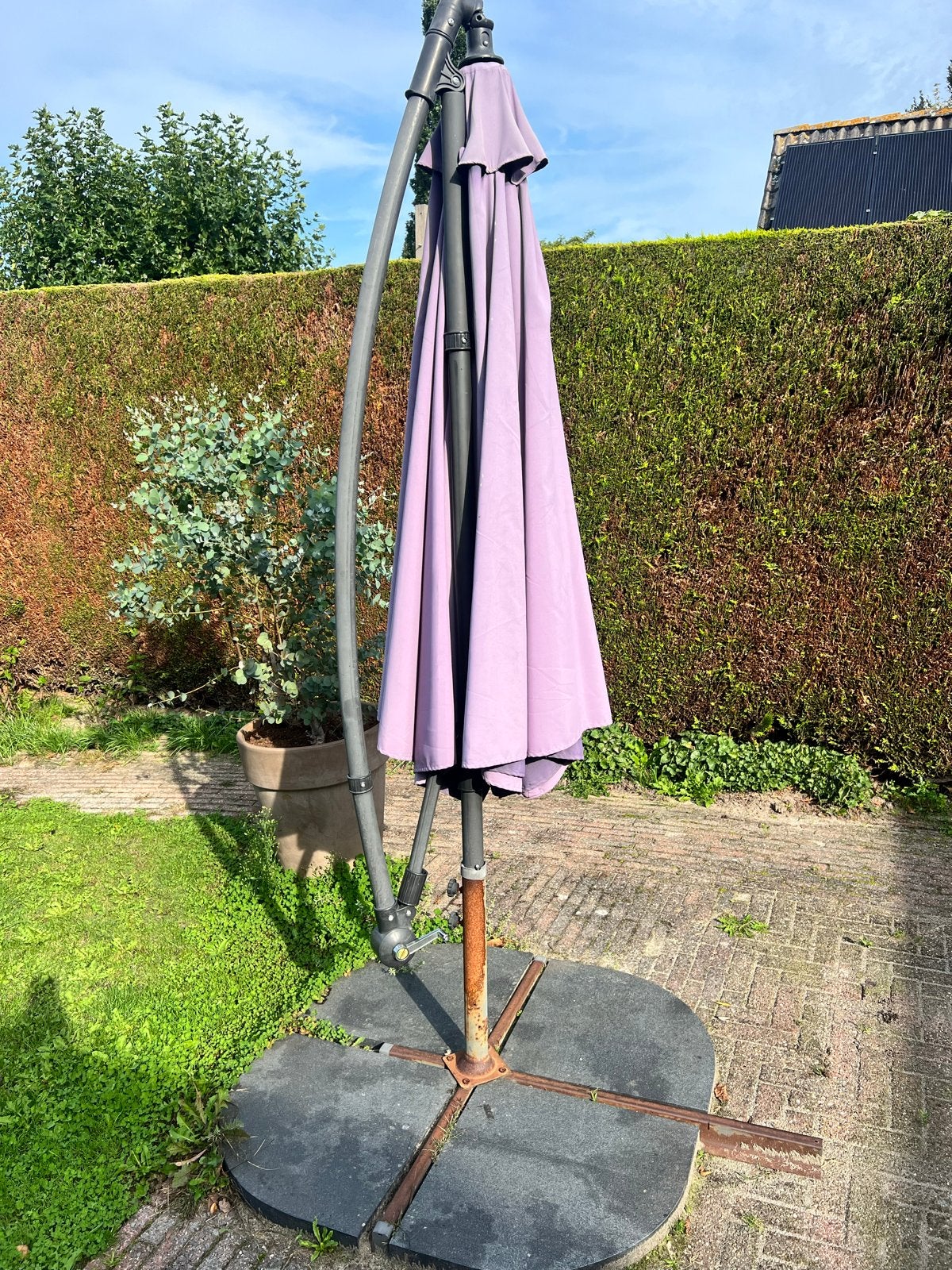 Foto 5 van Zweefparasol - Paars/Grijs - Inclusief Voet
