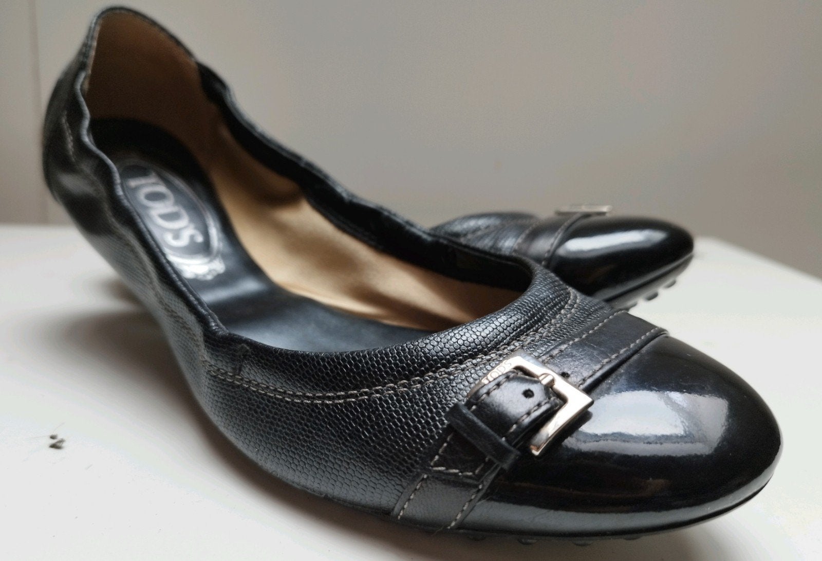 ZGAN Tod's ballerina's flatjes loafers instappers 38 Zwart, Kleding | Dames, Verzenden, Zo goed als nieuw, Tod's, Instappers
