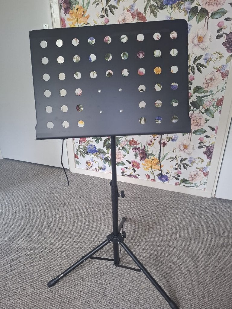 Muziekstandaard Zwart Metaal – Met Bladklemmen, Muziek en Instrumenten, Standaards, Ophalen of Verzenden, Gebruikt, Muziekstandaard