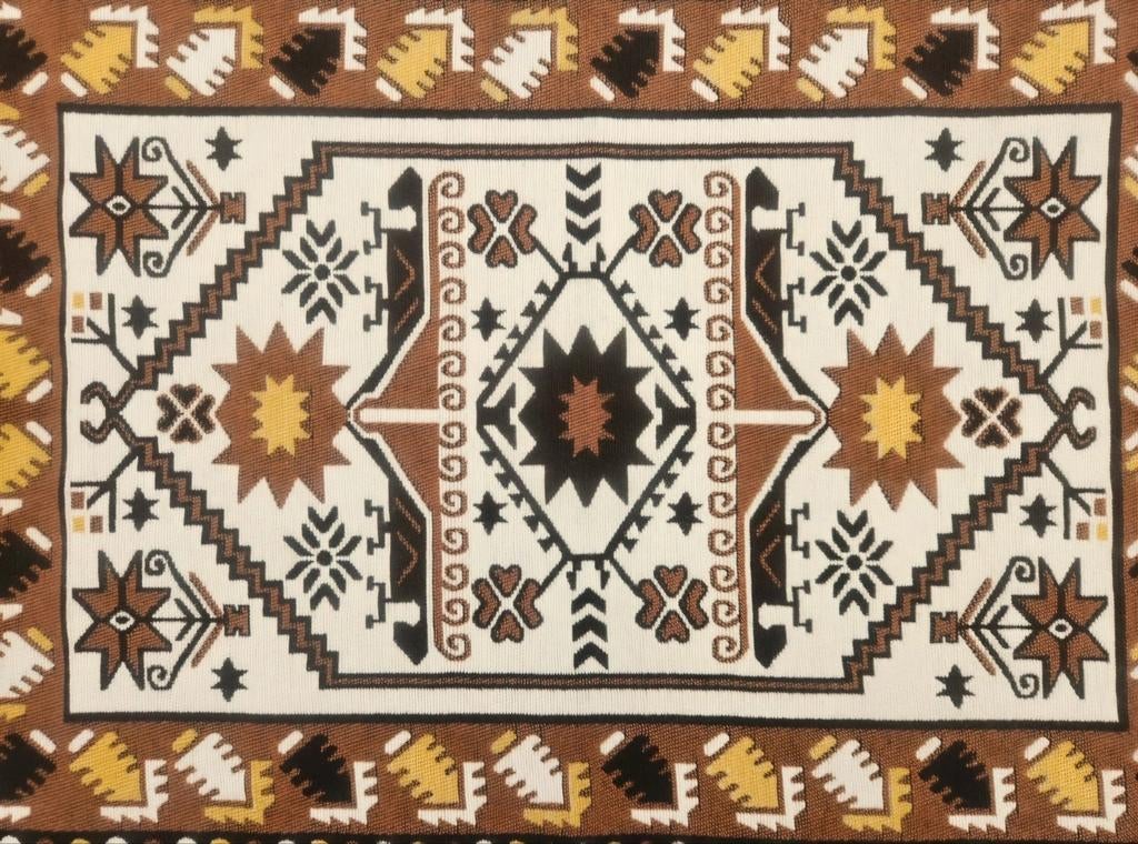 Vintage oosters wol Kelim tapijt Aztec design 62x91cm, 50 tot 100 cm, Zo goed als nieuw, Vintage, Kelim, Etnisch, Crème