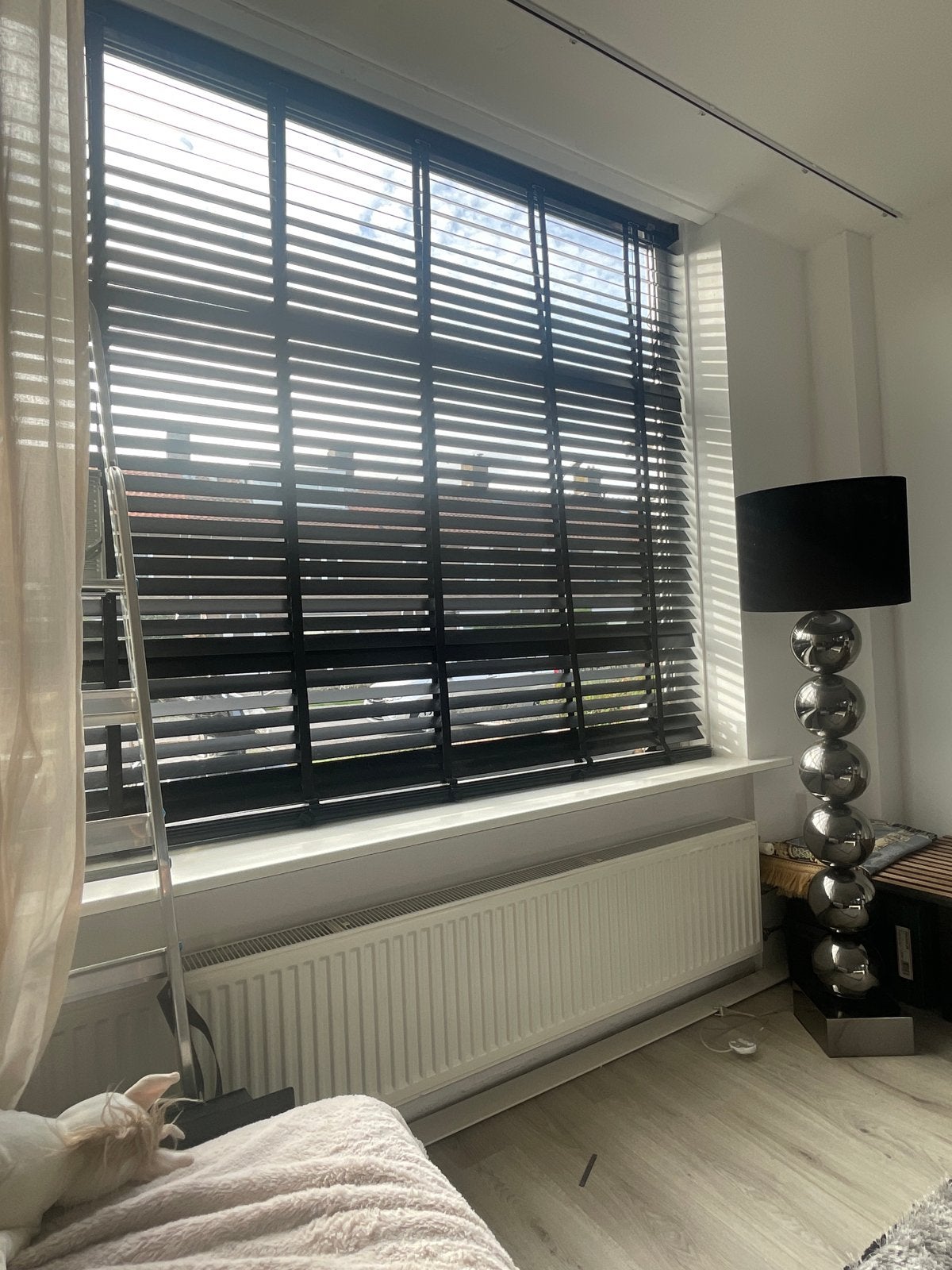 Zwarte houten jaloezieën 200x180 cm, Jaloezie, Gebruikt, Zwart, Hout