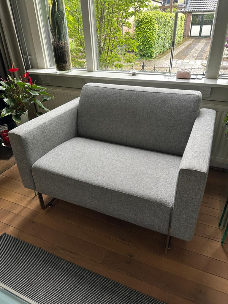Artifort Mare 1,5-zits bankje/fauteuil - Grijze wol, Ophalen, Modern design, Tweepersoons, 75 tot 100 cm