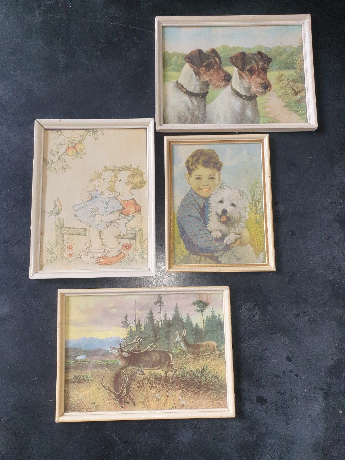 vintage prenten4 stuks, Ophalen of Verzenden, Voor 1940, Gebruikt