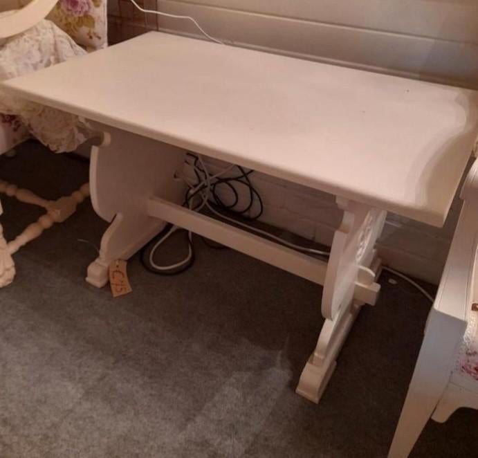 Kleine witte klooster salon tafel, Zo goed als nieuw, Minder dan 50 cm, Rechthoekig, 50 tot 100 cm