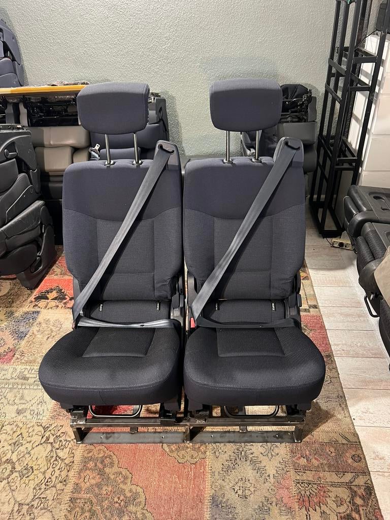 2p bankje donkerblauw stof 3p gordel isofix zelfbouw camper, Ophalen of Verzenden