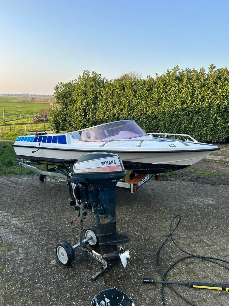 Speedbootje Placom 360 15pk 2t, Watersport en Boten, Speedboten, Gebruikt, Benzine, Minder dan 70 pk, Polyester, Buitenboordmotor
