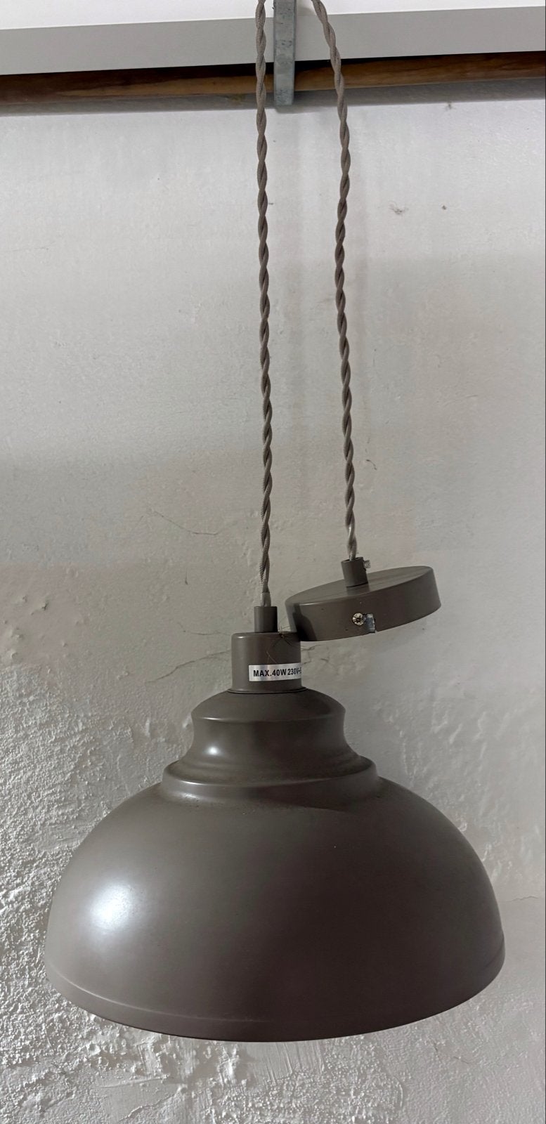 Hanglamp E27 - Grijs/Taupe - Max 40W, Ophalen of Verzenden, Gebruikt, Metaal, E27 (groot)