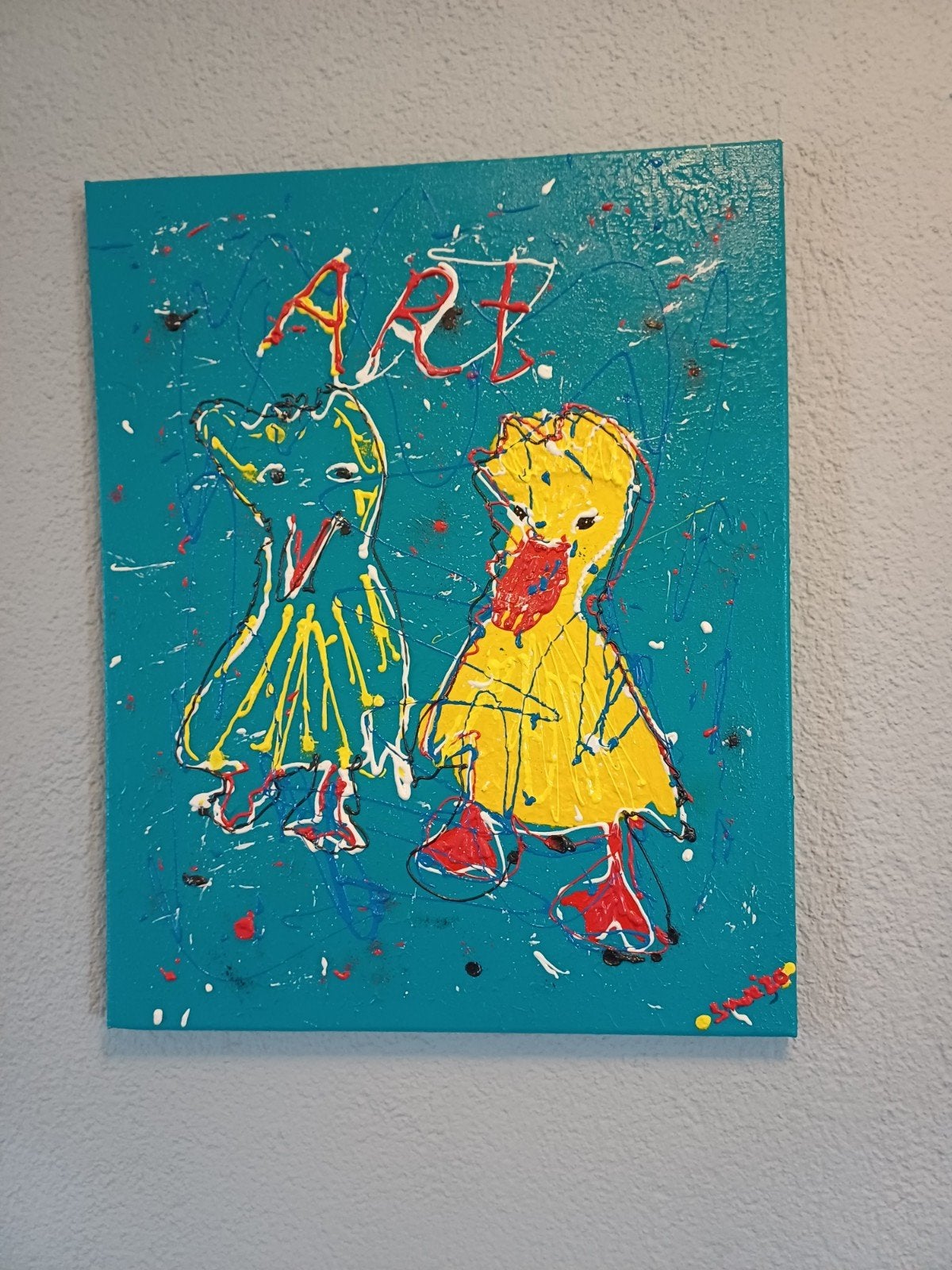 Schilderij eend acryl 40x50 cm, 50 – 75, Minder dan 50 cm, Oorspronkelijke maker, Nieuw