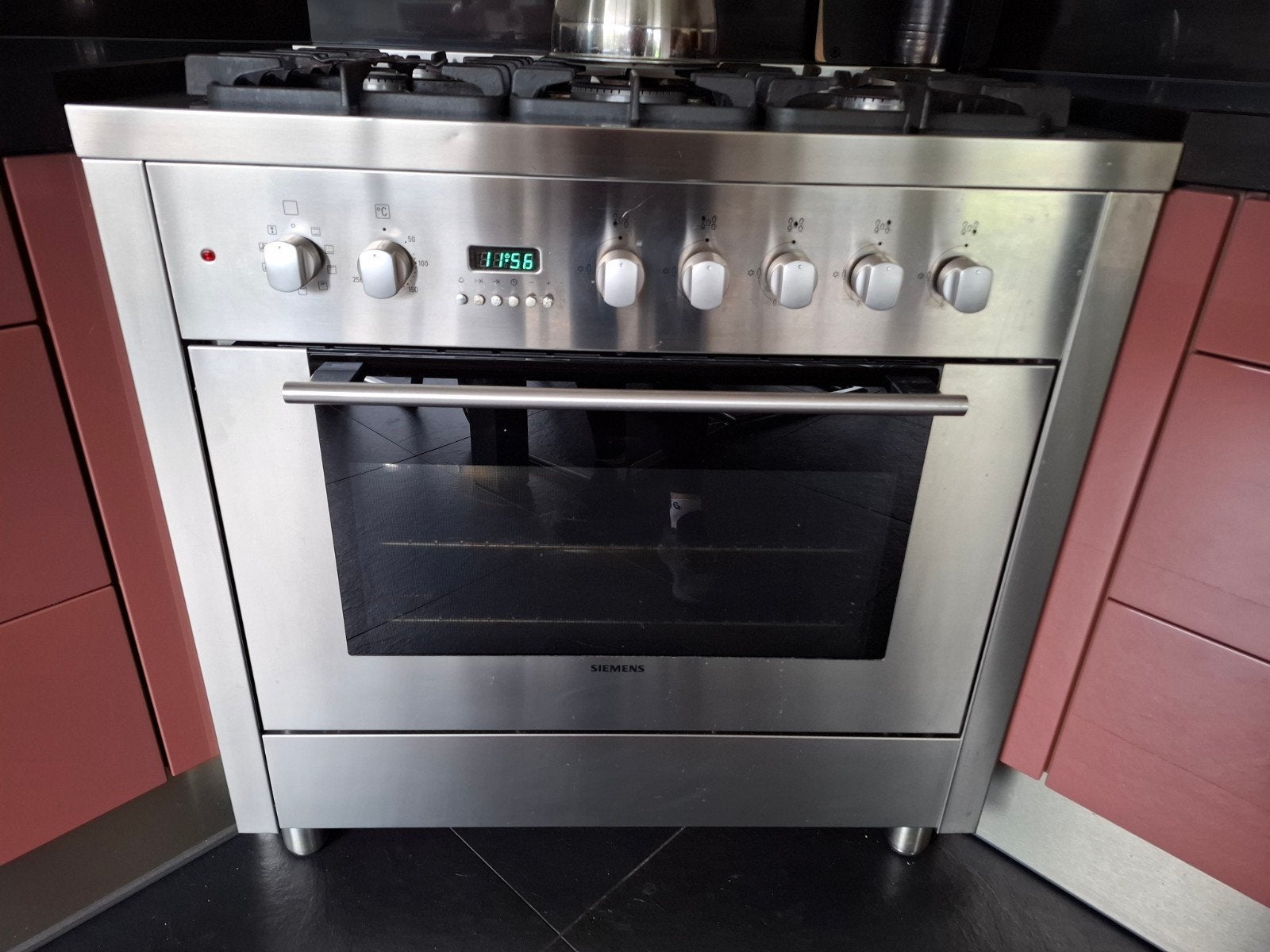 RVS Fornuis met 5 Pits Gasfornuis, Wokbrander & Oven, Witgoed en Apparatuur, Fornuizen, Ophalen, Gebruikt, 60 cm of meer, Gas