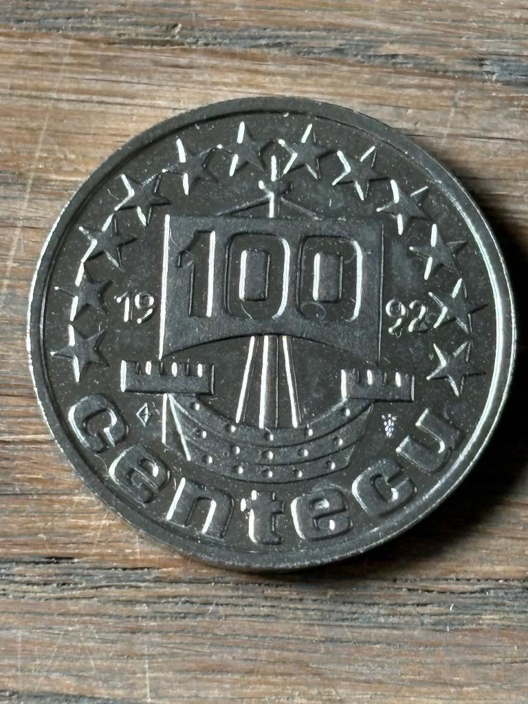 100 Centecu 1992 Nederlanden, Ophalen of Verzenden, Koningin Beatrix, Overige waardes, Losse munt