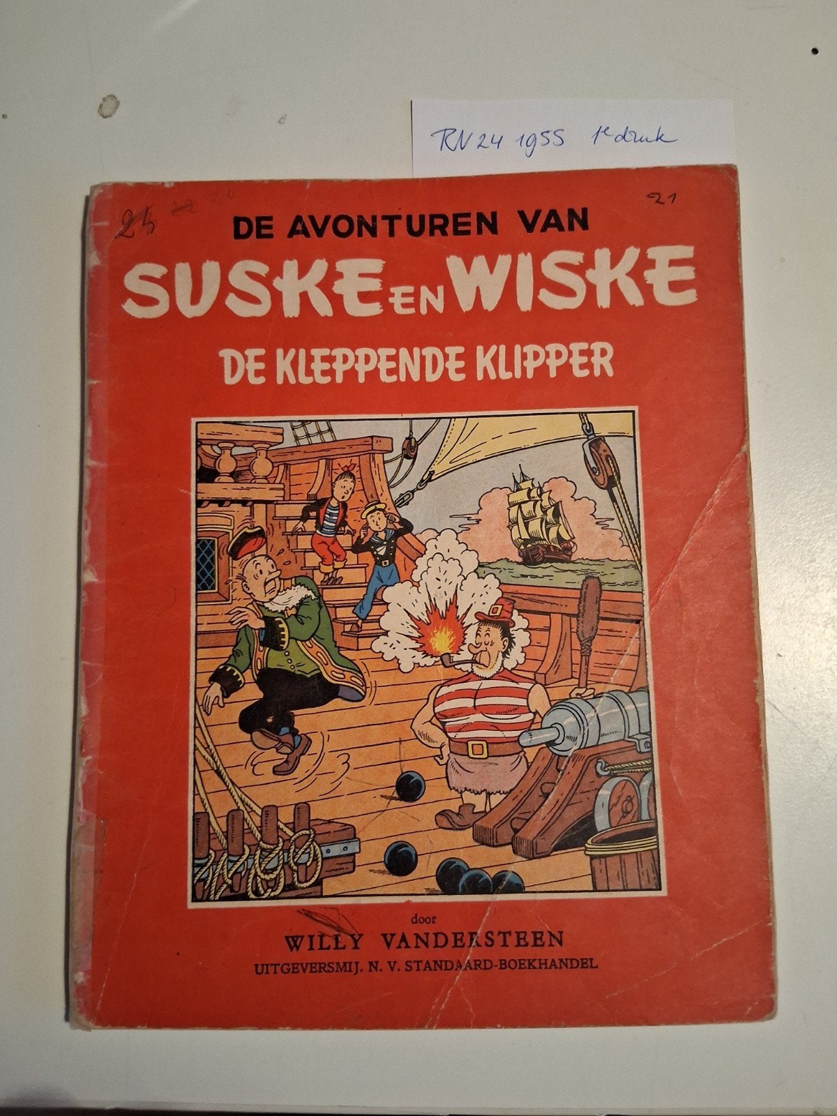 RV 24 , De Kleppende Klipper 1e Druk 1955. Suske en Wiske, Gelezen, Willy Vandersteen, Eén stripboek, Ophalen of Verzenden