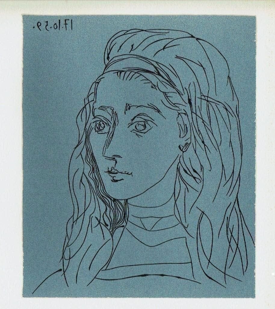 Picasso Jacqueline Linocut, Antiek en Kunst, Verzenden, Houtsnede