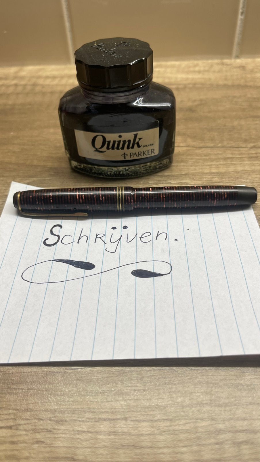 Frankenpen 14kr gouden Burgundy Pearl met Montblanc penpunt, Verzamelen, Ophalen of Verzenden, Gebruikt, Vulpen, Overige merken