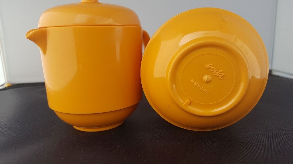 Emsa retro oranje roomstelletje, uitstekende conditie. K4, Tweedehands verkoop, Tweedehands verkoop, Gebruikt, Ophalen of Verzenden