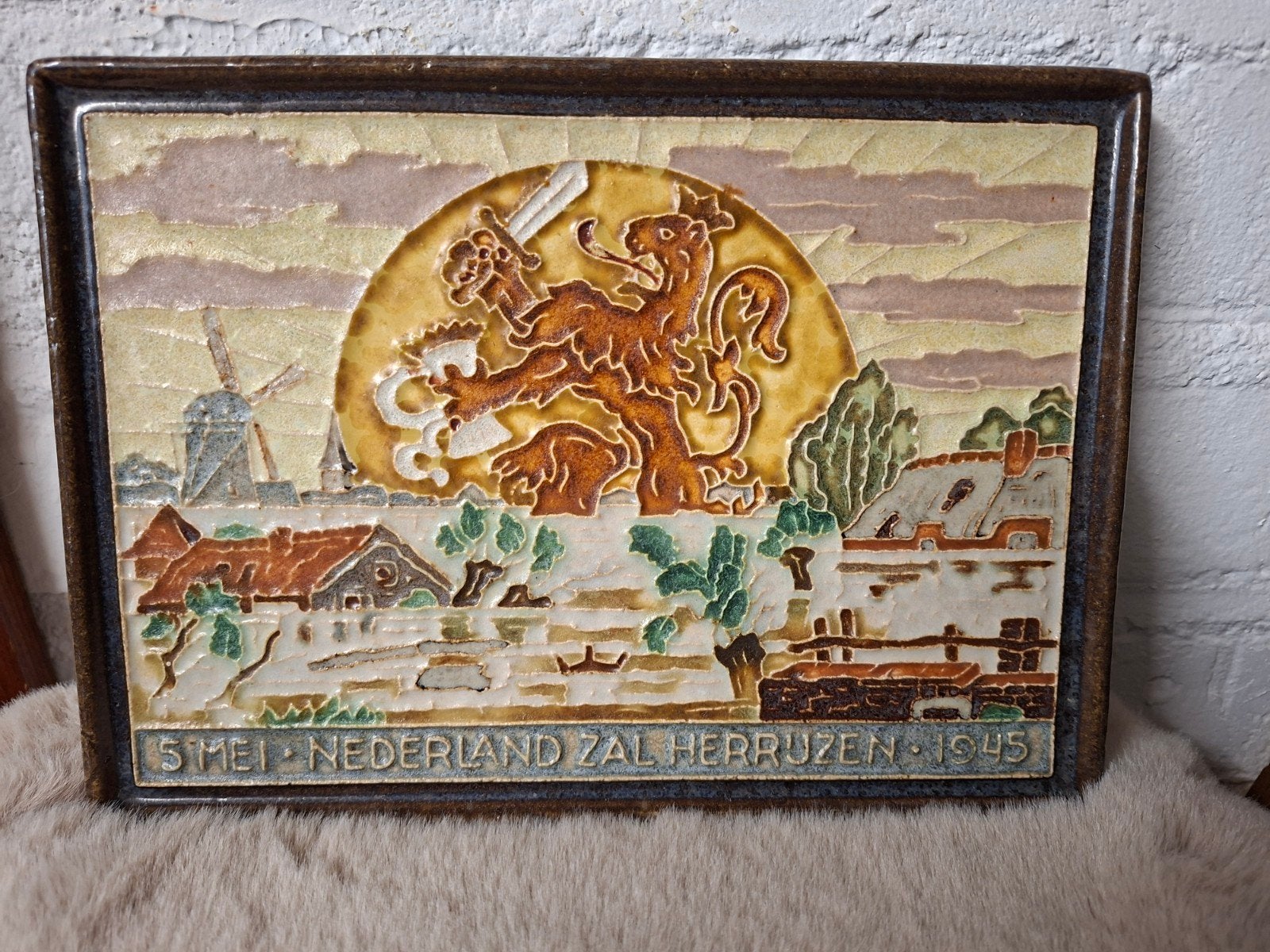 De Porceleyne Fles Cloisonné Oorlogs Tegel Nederland, Antiek en Kunst, Ophalen of Verzenden