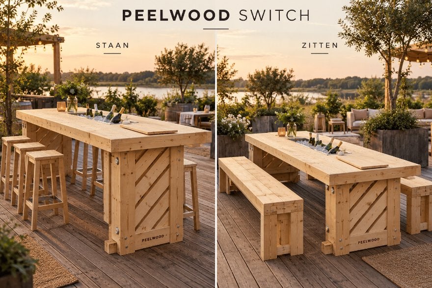 Houten statafel én eettafel met koelbakken | Peelwood