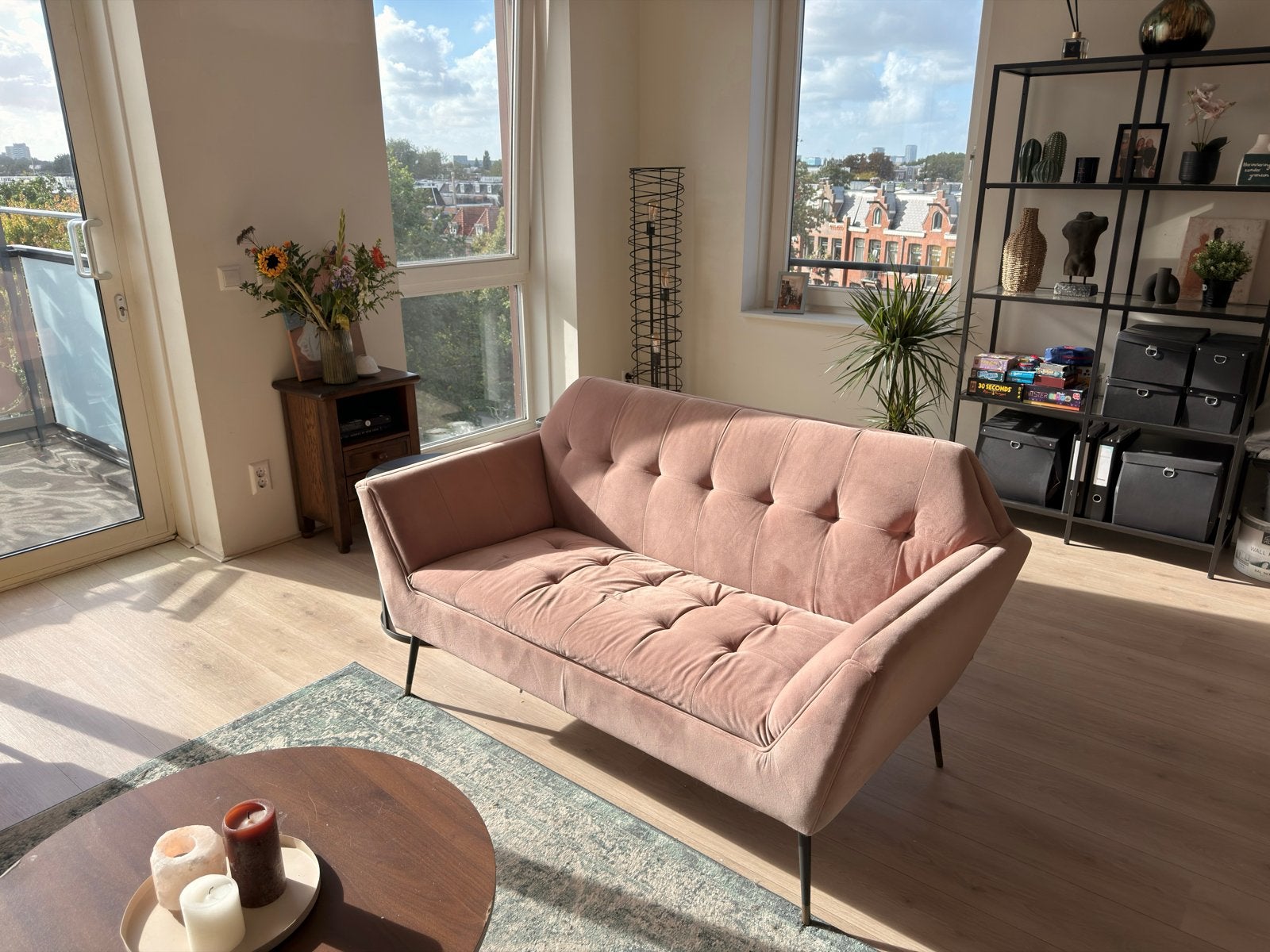 Roze bank - Zo goed als nieuw!, Ophalen, 150 tot 200 cm, Tweepersoons, 75 tot 100 cm