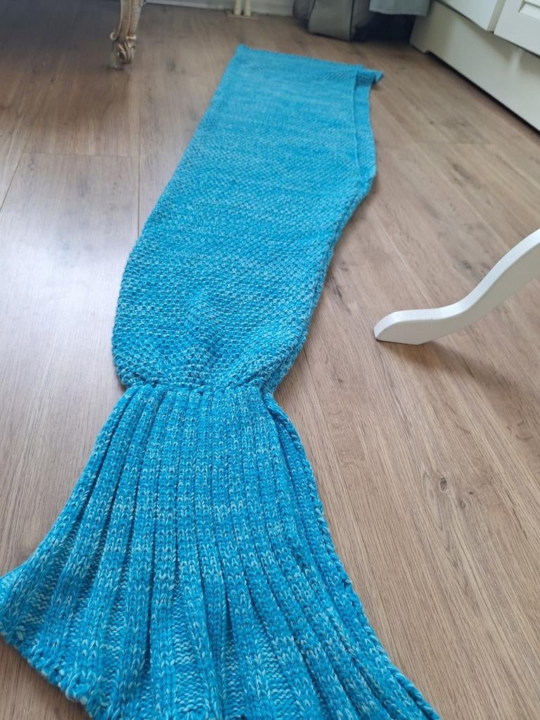 Zeemeermin deken - Blauw gebreid, Ophalen of Verzenden, Zo goed als nieuw, Overige typen