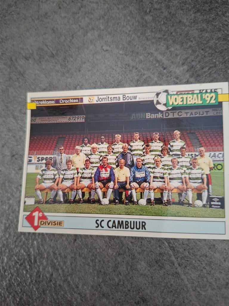 Panini sticker Voetbal 92. Teamfoto SC Cambuur., Verzenden, Zo goed als nieuw, Sticker