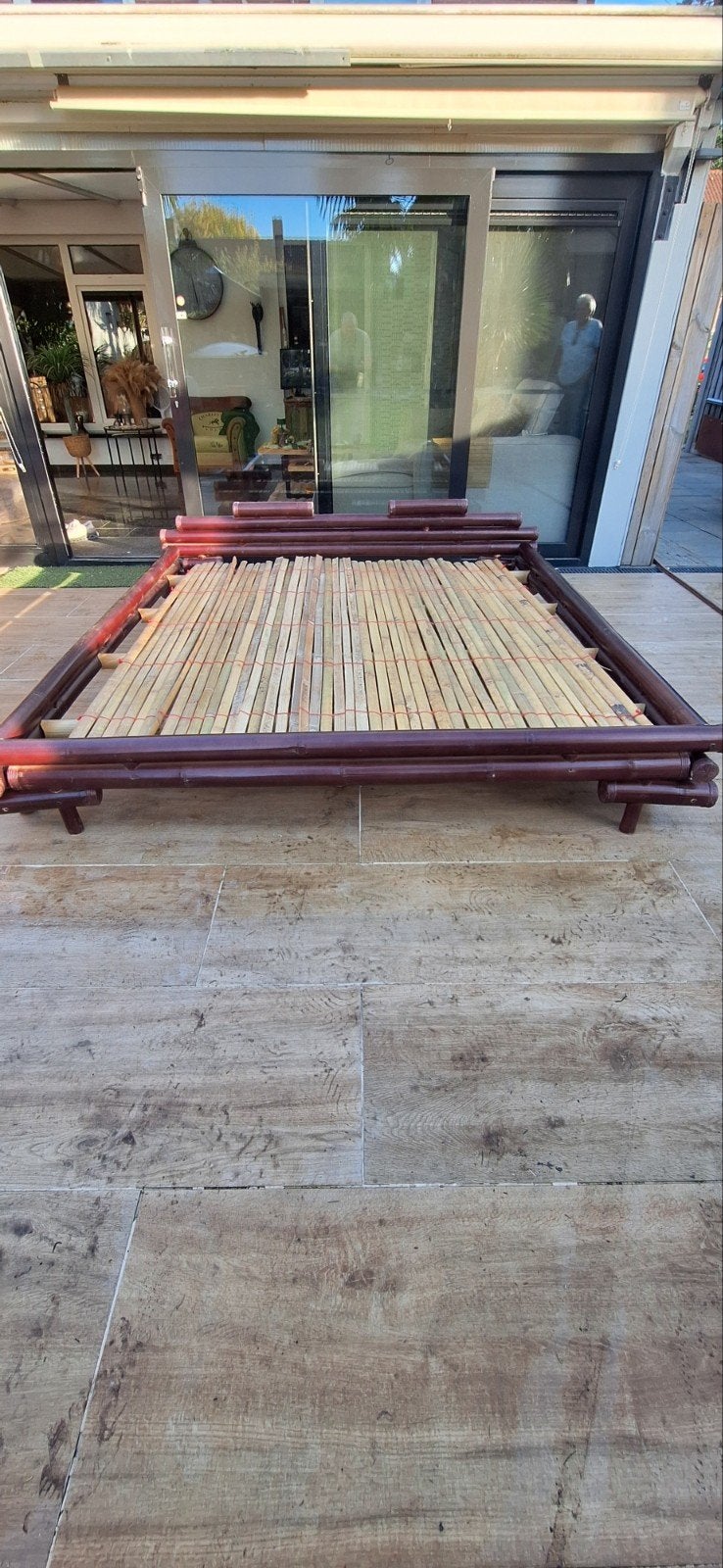 Bamboe tweepersoonsbed (180x220 cm) - koopje. nieuw, Bruin, Ophalen of Verzenden, 180 cm, Exotisch, Natuurlijk, Bohemian