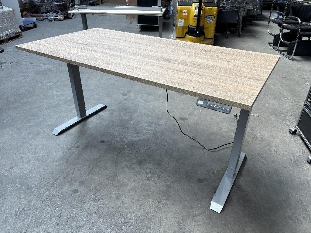 Elektrisch zit/sta bureau | 1 motor | 160x80cm Alu/eiken