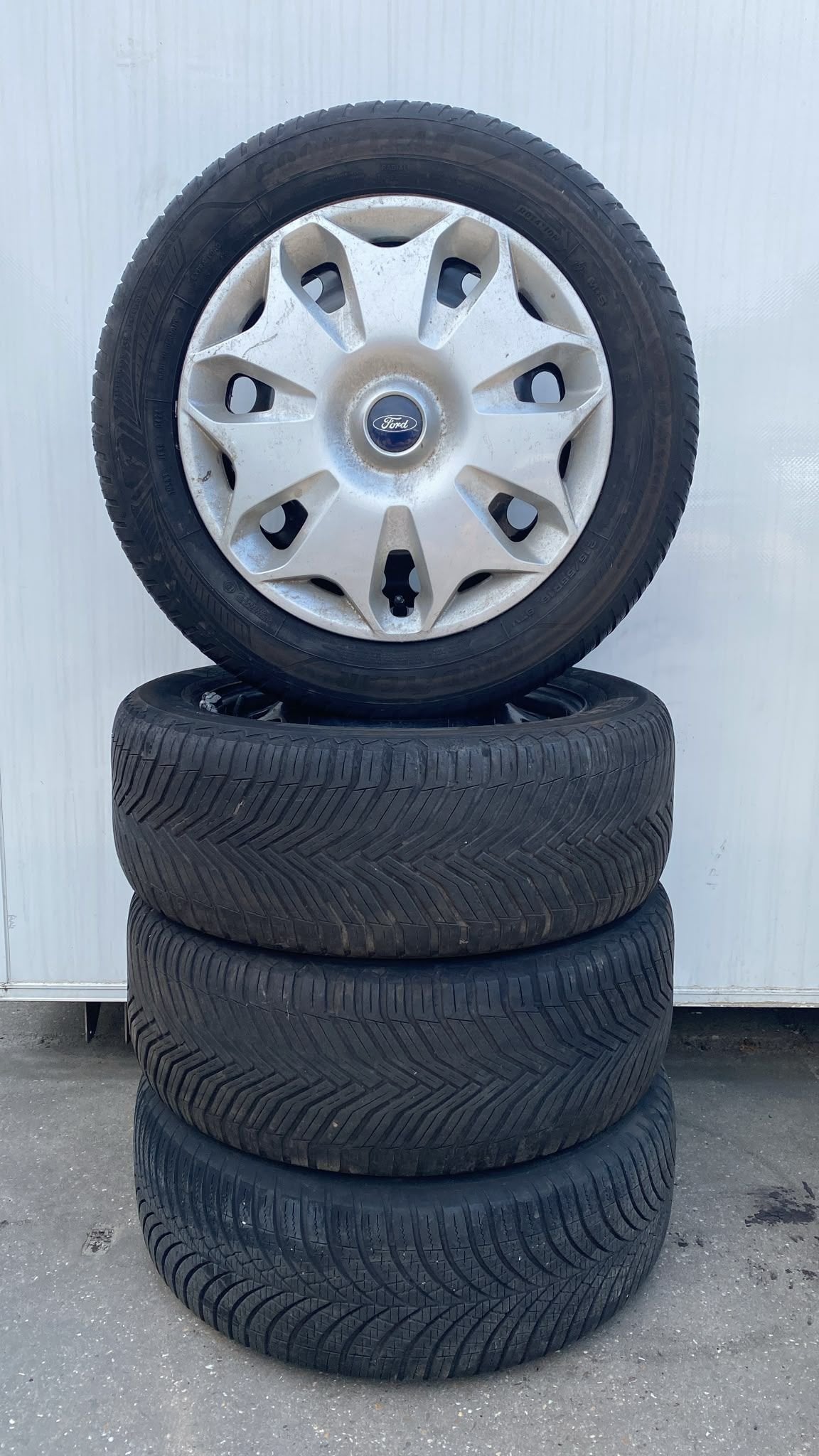 Ford Transit Connect Allseason Banden Set 215-55-16 5x108, Auto-onderdelen, Banden en Velgen, Gebruikt, -, -, Banden en Velgen