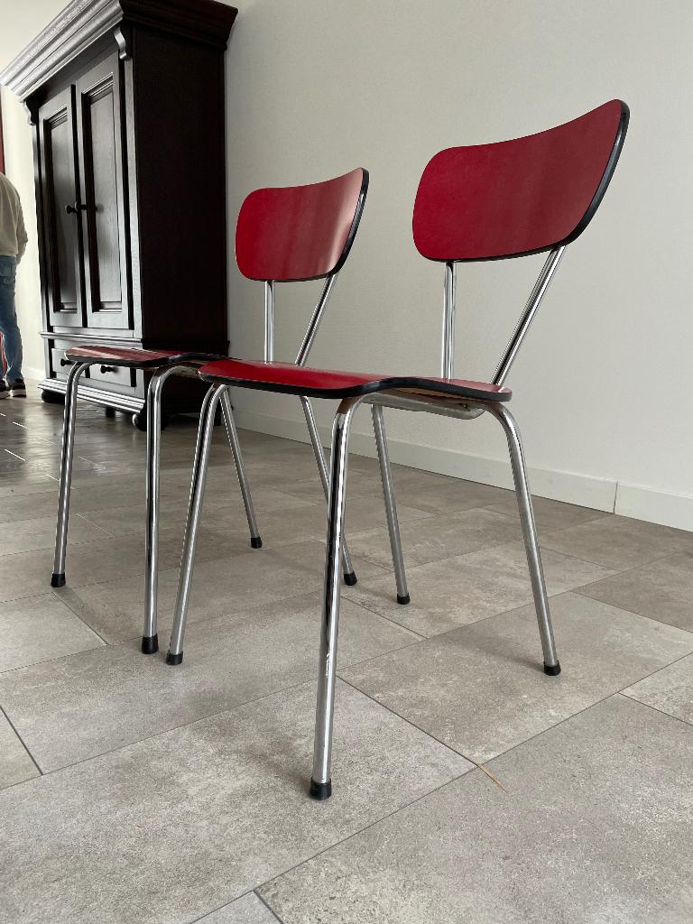 Retro formica keukenstoelen rood, Ophalen, Overige materialen, Gebruikt, Twee