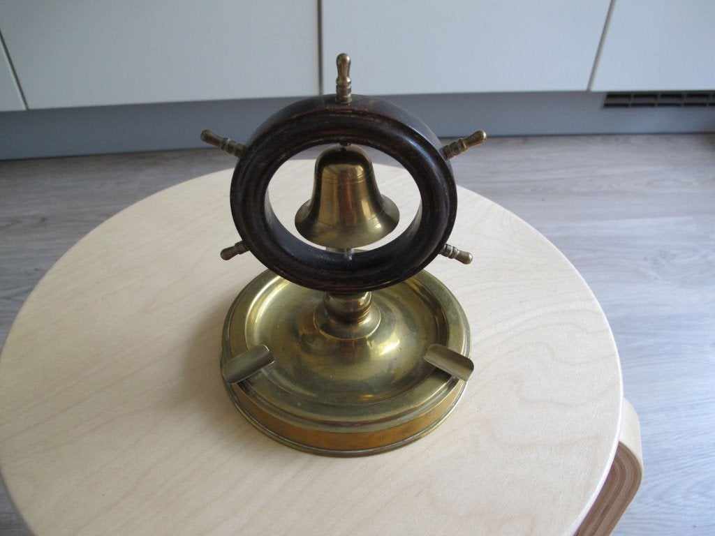 Antieke Messing/Houten Asbak, Maritieme thema, Ophalen of Verzenden, Gebruikt, Asbak