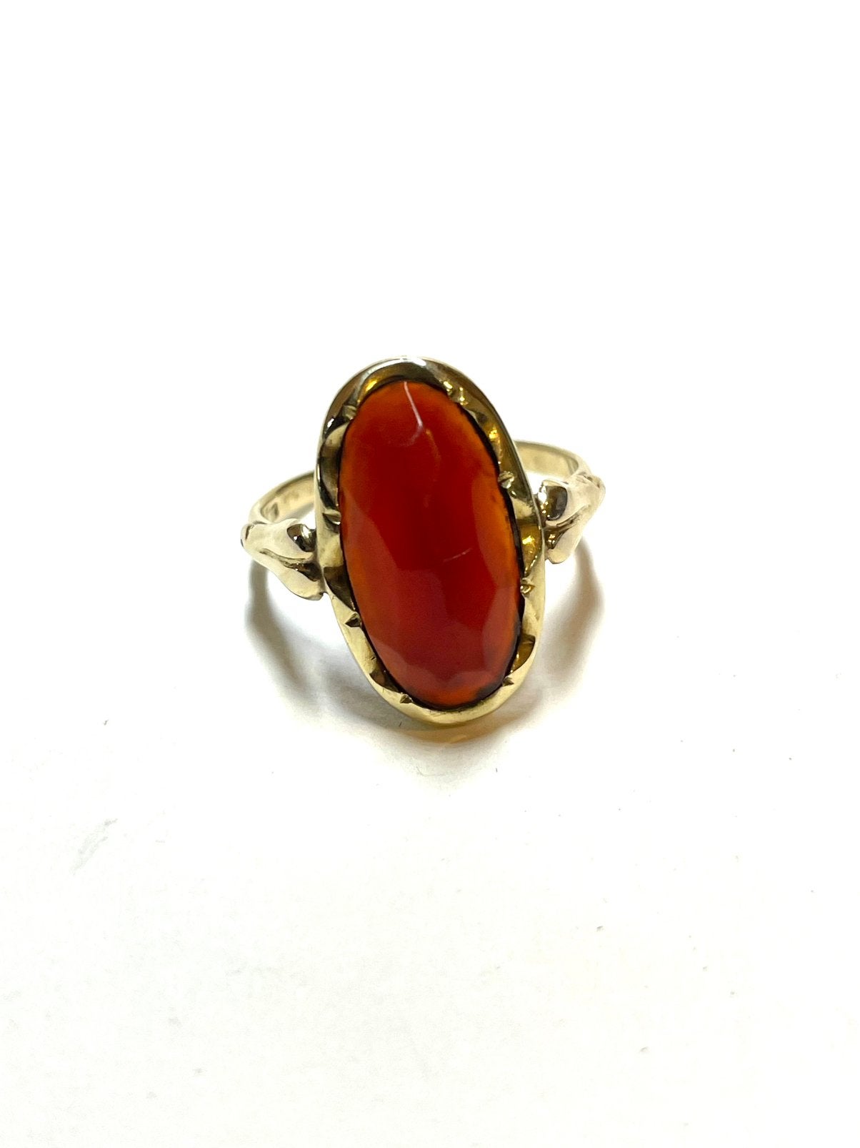 14k gouden ring met een carneool, Sieraden, Tassen en Uiterlijk, Ringen, Zo goed als nieuw, Dame, Kleiner dan 17, Goud, Goud, Met edelsteen