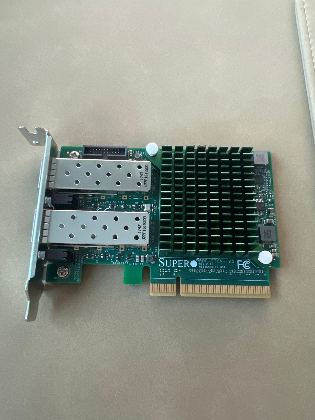 AOC STGN I2S Supermicro Dual Port 10GbE SFP+ Netwerkkaart, Ophalen of Verzenden, Gebruikt, Intern