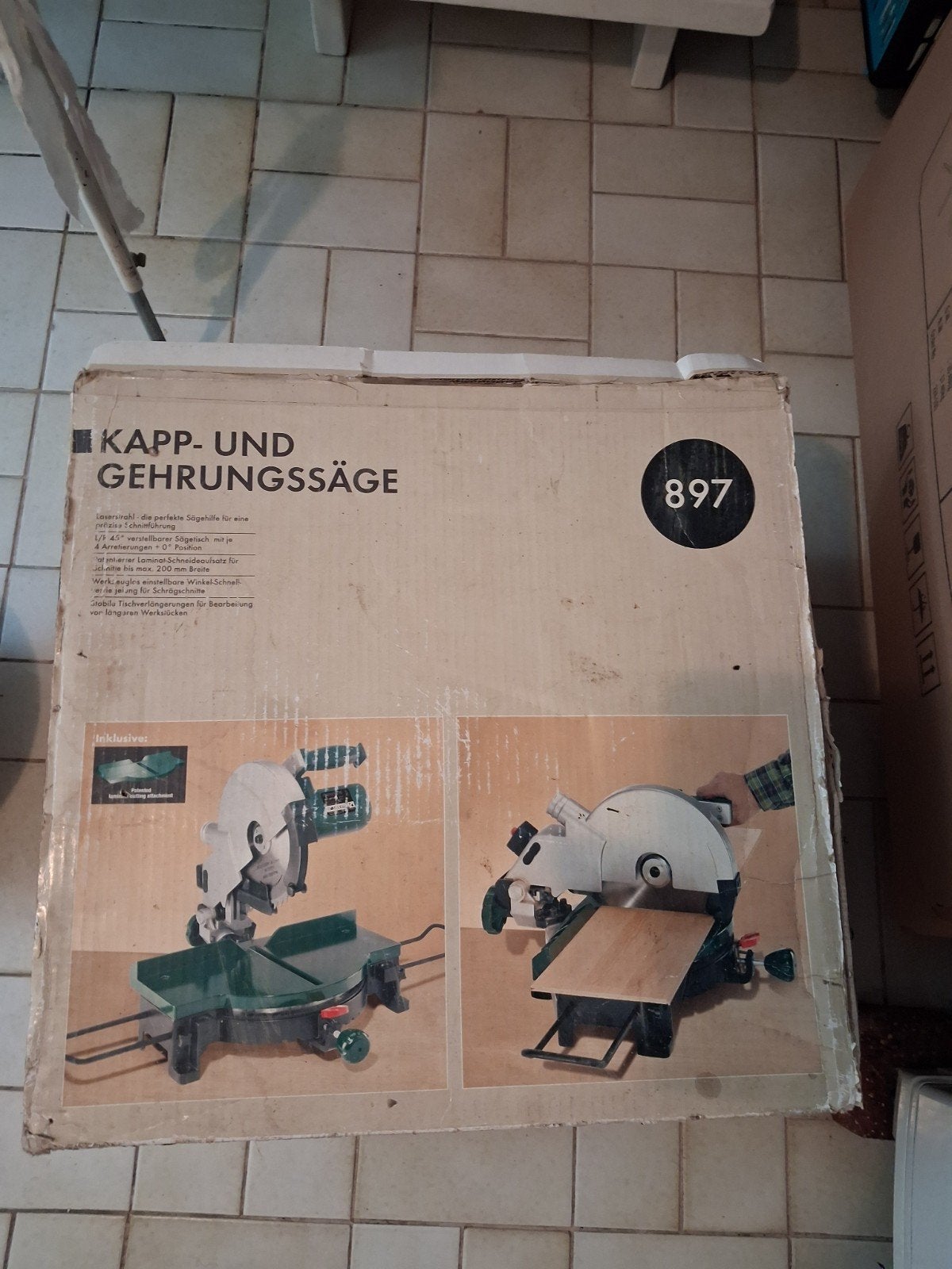 PARKSIDE AFKORTZAAG IN DOOS HEEL WEINIG GEBRUIKT, Doe-het-zelf en Verbouw, Ophalen, Gebruikt, Parkside, Afkortzaag