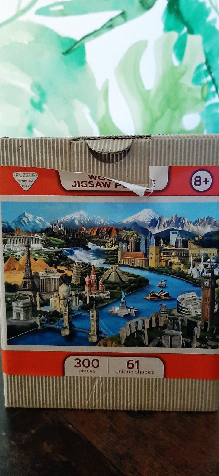 Houten 2-in-1 Wereldwonderen Legpuzzel 300 Stukjes, Hobby en Vrije tijd, Denksport en Puzzels, Zo goed als nieuw, Legpuzzel, Minder dan 500 stukjes